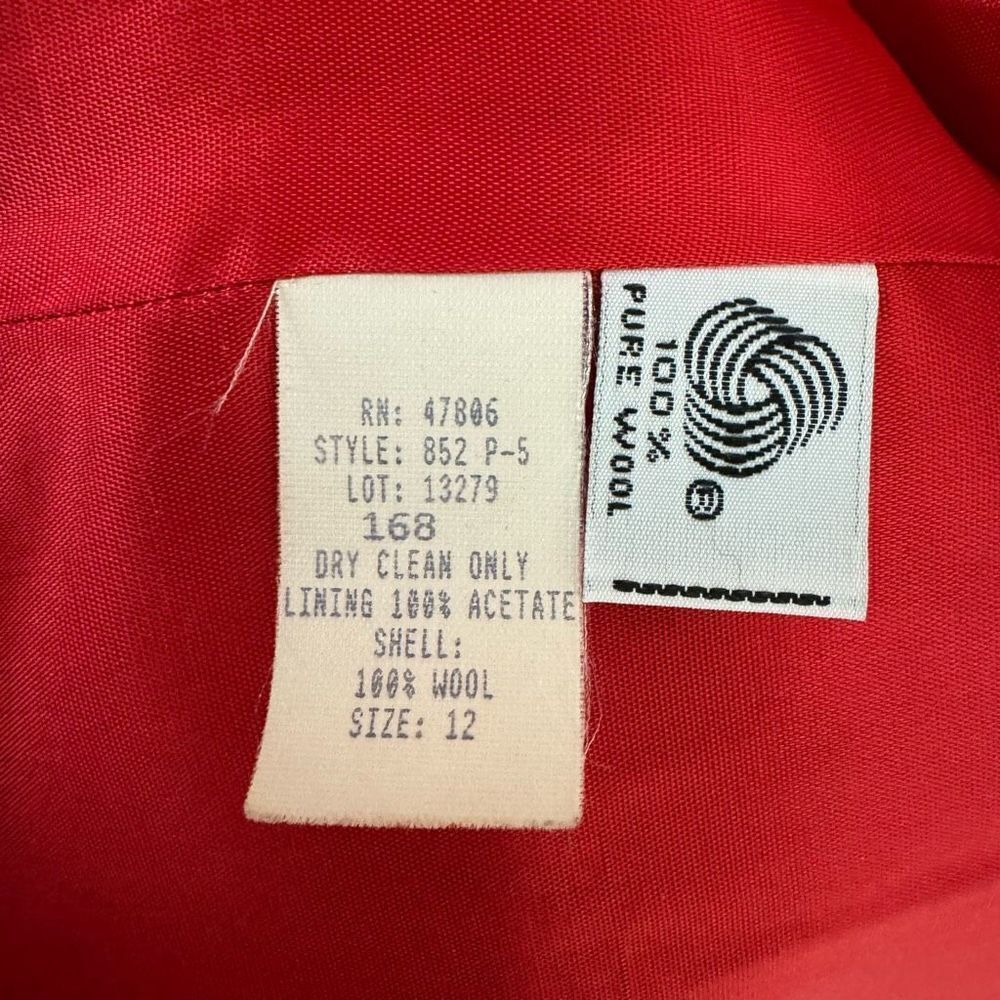 Vintage Oleg Cassini Women’s 12 Petite 100% Wool Lined Red Elegant Blazer - Picture 7 of 7